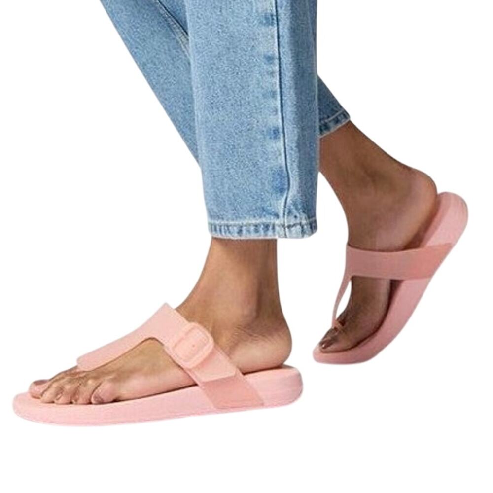 FITFLOP Iqushion Translucent Flip Flops with Custom Buckle in Pink, US Womens 10
